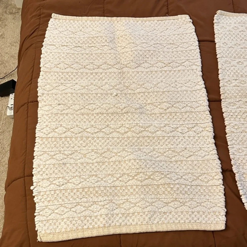 Cream and Tan Bathroom Rugs - Set of 2